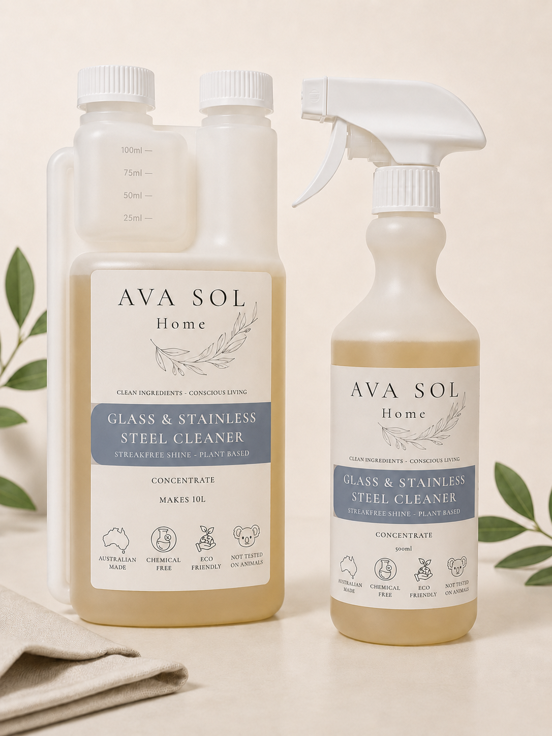 Ava Sol - Glass and Stainless Steel Cleaner - Concentrate